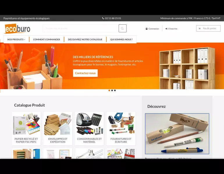 Site Ecoburo e-commerce accès professionnels